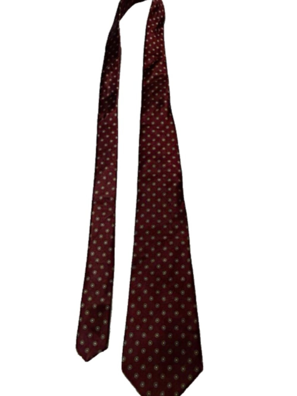 Christian Dior Vintage Silk Necktie Burgundy Maroon Foulard Geometric Medallion